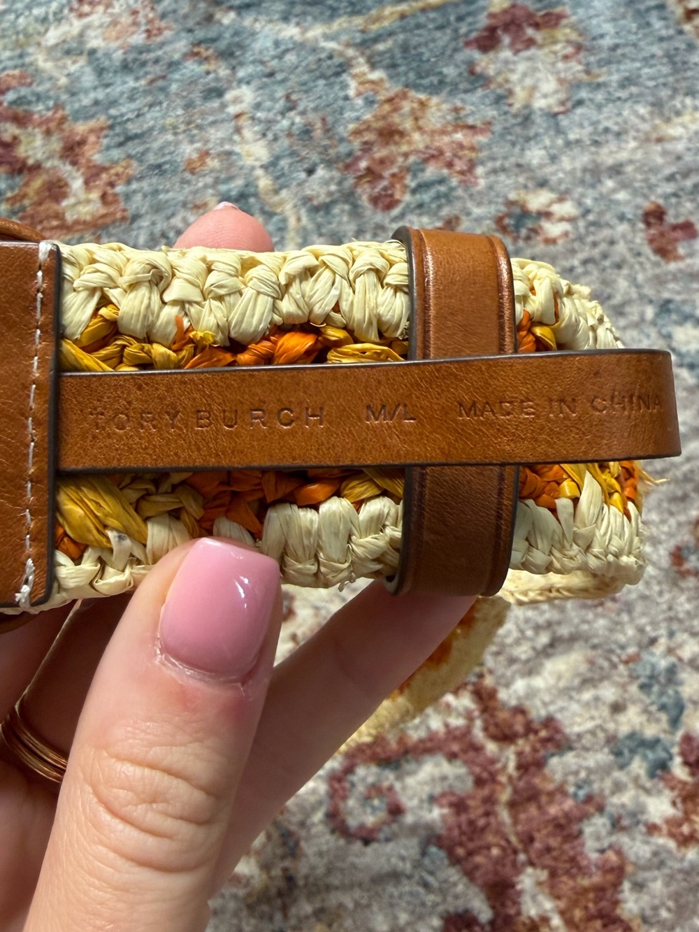 Tory Burch Crochet Belt with Brown Leather Buckle - Yellow & Orange - Picture 4 of 4